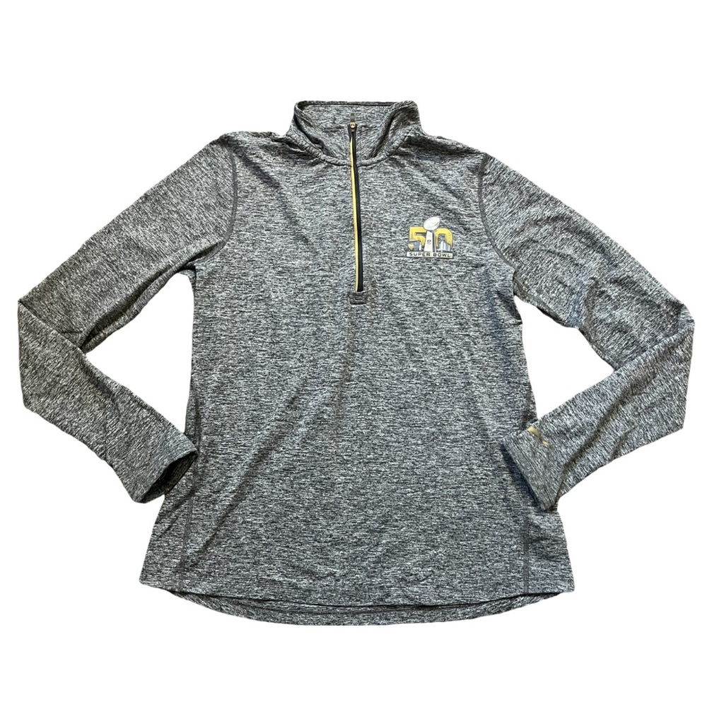 NFL Gear Nike Dri Fit Pullover Quarter Zip Gray Women’s Size Large Super Bowl 50
